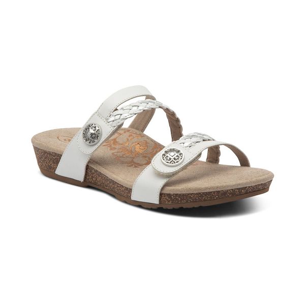 Aetrex Women's Janey Braided Sandals White Sandals UK 5064-161